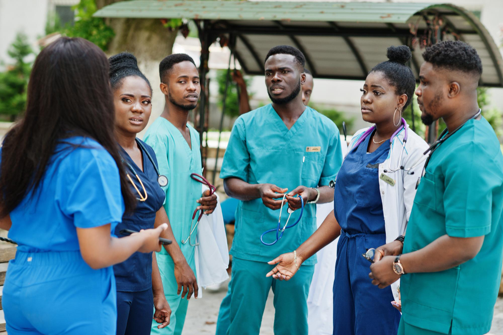 Medical students having discussion. 