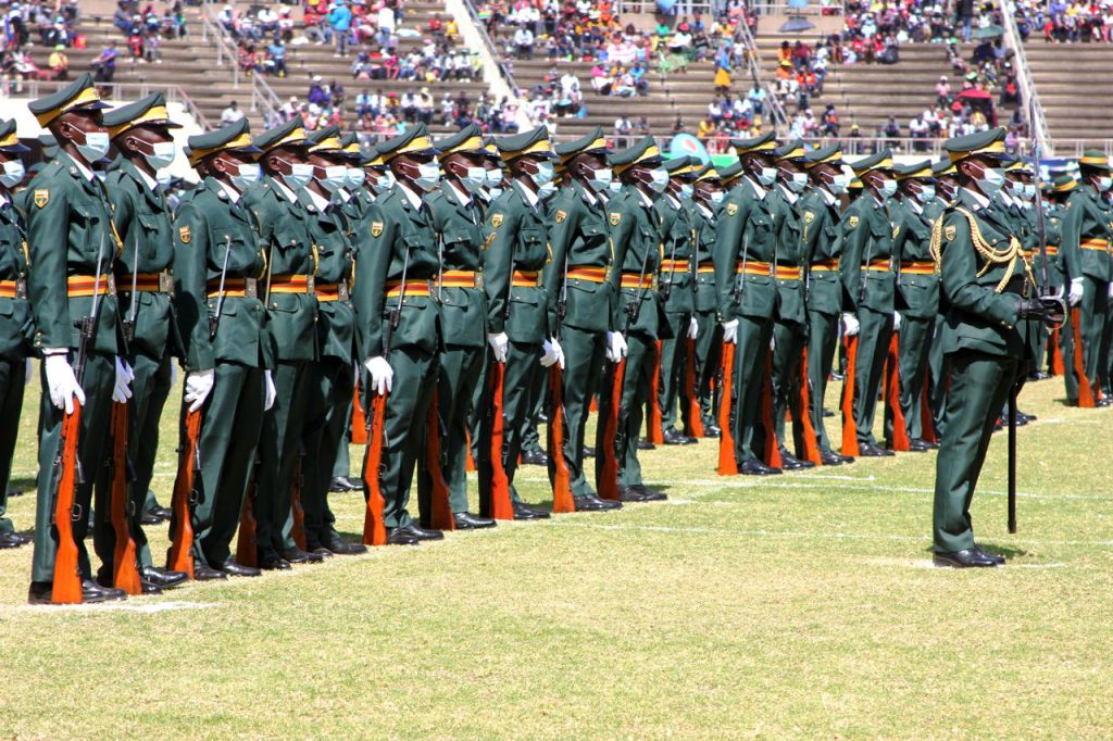 Kenyan uniformed officers lined up on a parade ground, representing civil servants in public service and national security.